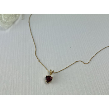 Sky Jewelry Золотая цепочка с кулоном Альмандин и Бриллиант *Сердце