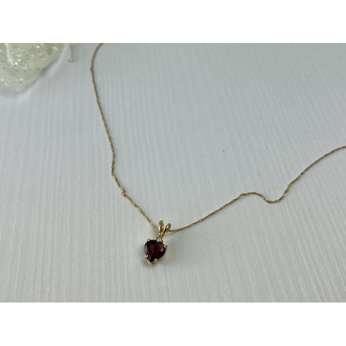 Sky Jewelry Золотая цепочка с кулоном Альмандин и Бриллиант *Сердце