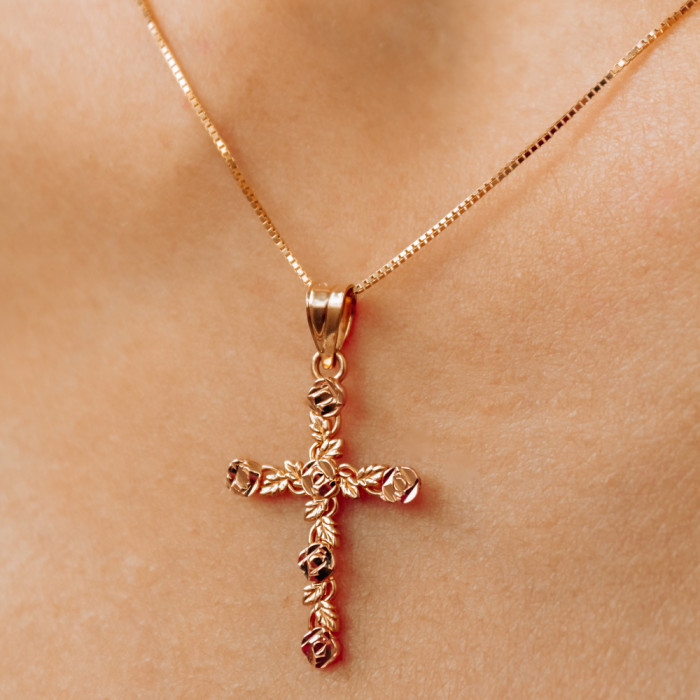 Sky Jewelry Золотая цепочка с Крестиком  14К (585 проба)  Италия