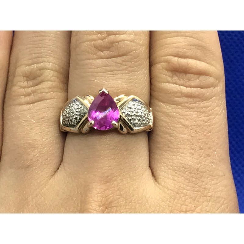 Sky Jewelry Серебряное кольцо(позолота) с розовым сапфиром