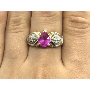 Sky Jewelry Серебряное кольцо(позолота) с розовым сапфиром