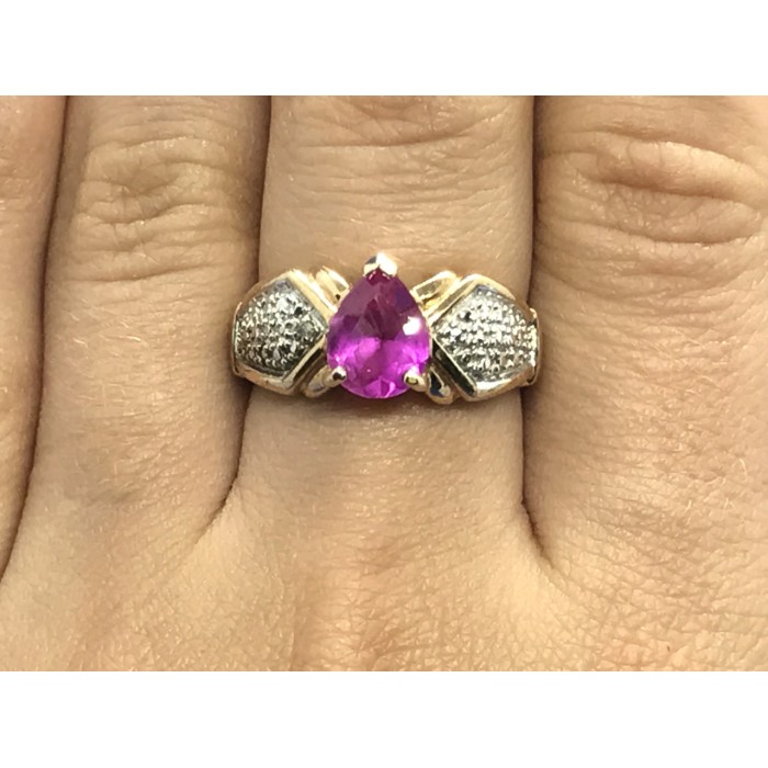 Sky Jewelry Серебряное кольцо(позолота) с розовым сапфиром