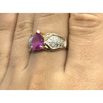 Sky Jewelry Серебряное кольцо(позолота) с розовым сапфиром