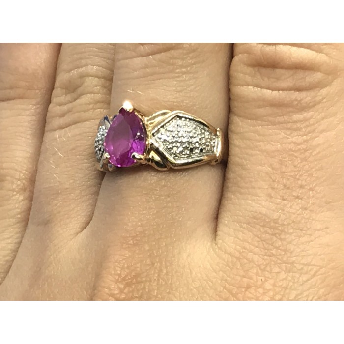 Sky Jewelry Серебряное кольцо(позолота) с розовым сапфиром