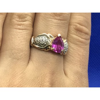 Sky Jewelry Серебряное кольцо(позолота) с розовым сапфиром