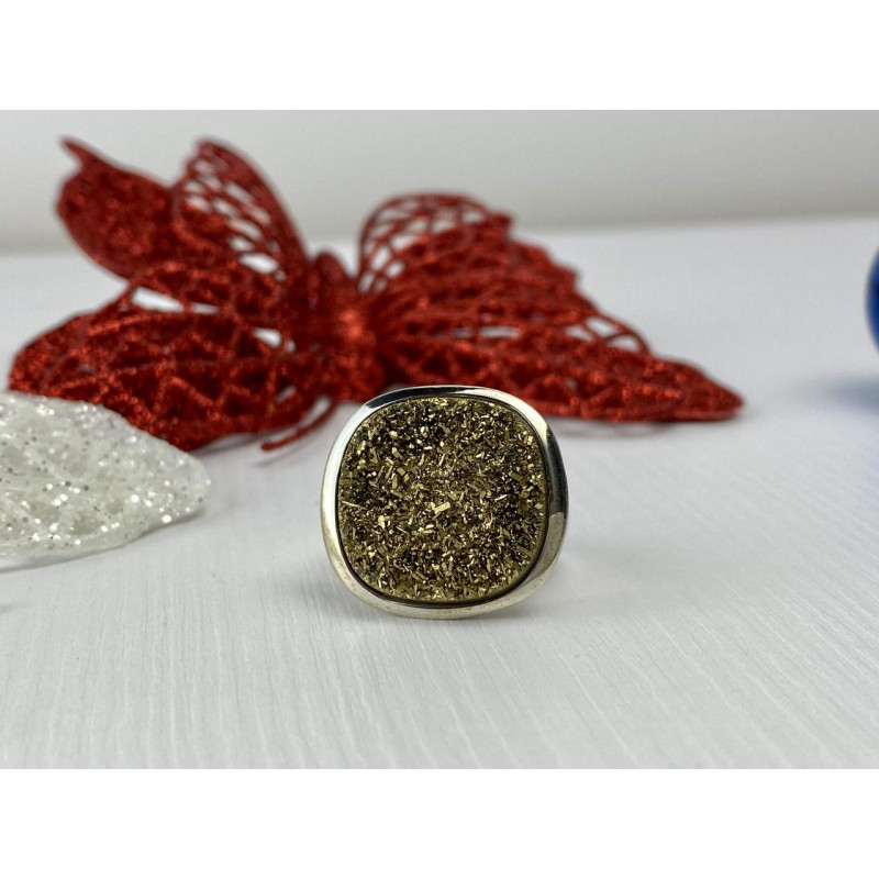 Sky Jewelry Серебряное кольцо с Марказитом 925 проба *Золотой Марказит*