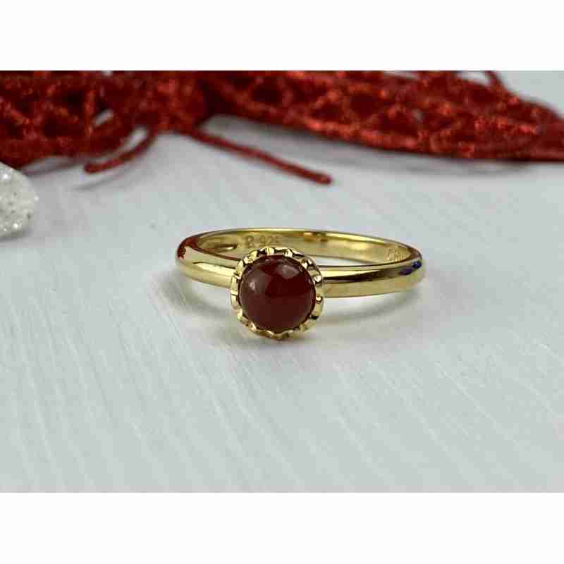 Sky Jewelry Серебряное кольцо в позолоте 925 проба с камнем  Гранат Пироп