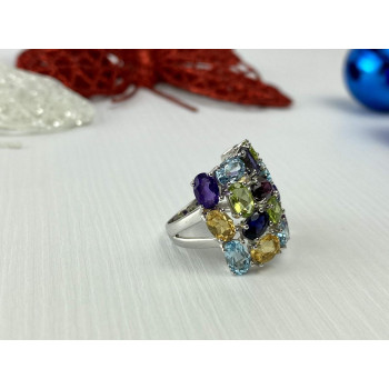 Sky Jewelry Серебряное кольцо с Натуральными камнями 925 проба