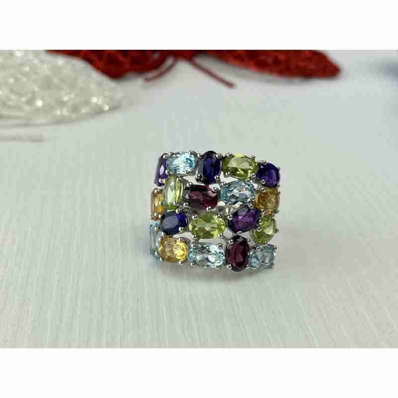 Sky Jewelry Серебряное кольцо с Натуральными камнями 925 проба