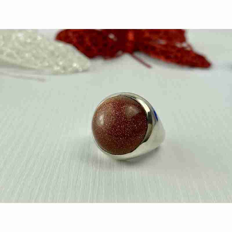 Sky Jewelry Серебряное кольцо с камнем Авантюрин 925 проба