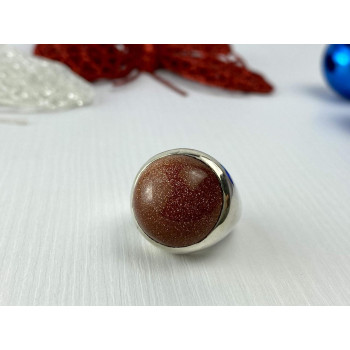 Sky Jewelry Серебряное кольцо с камнем Авантюрин 925 проба