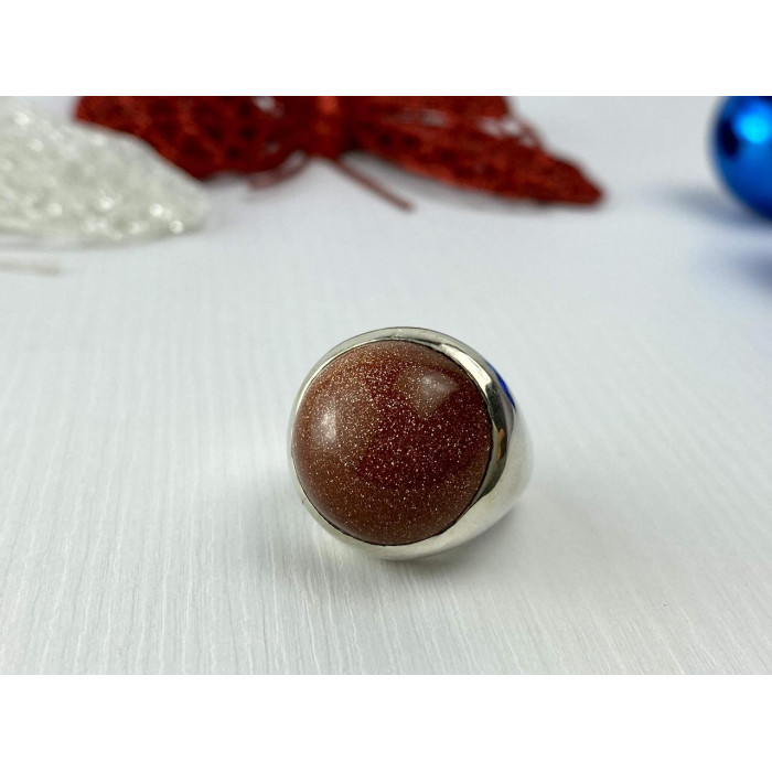 Sky Jewelry Серебряное кольцо с камнем Авантюрин 925 проба