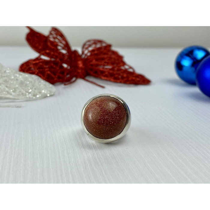 Sky Jewelry Серебряное кольцо с камнем Авантюрин 925 проба