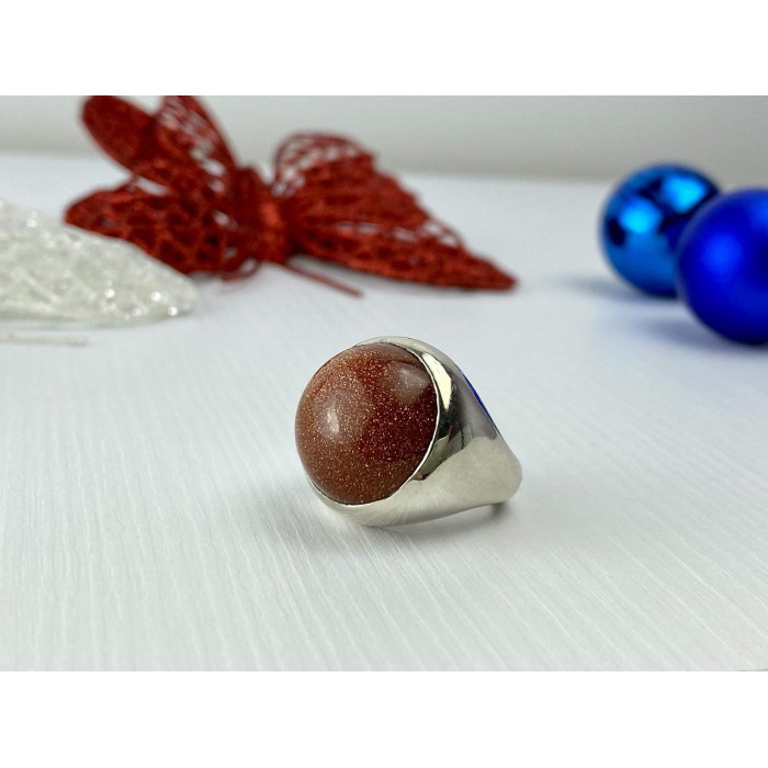 Sky Jewelry Серебряное кольцо с камнем Авантюрин 925 проба