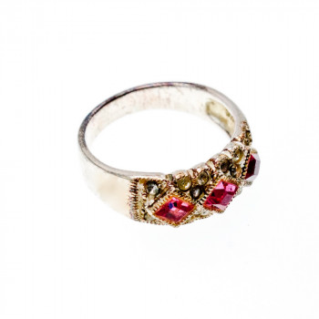 Sky Jewelry Серебряное кольцо 925 пробы с розовыми и белыми Фианитами