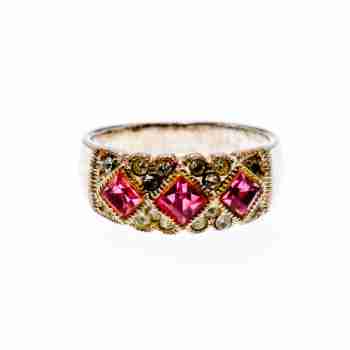 Sky Jewelry Серебряное кольцо 925 пробы с розовыми и белыми Фианитами