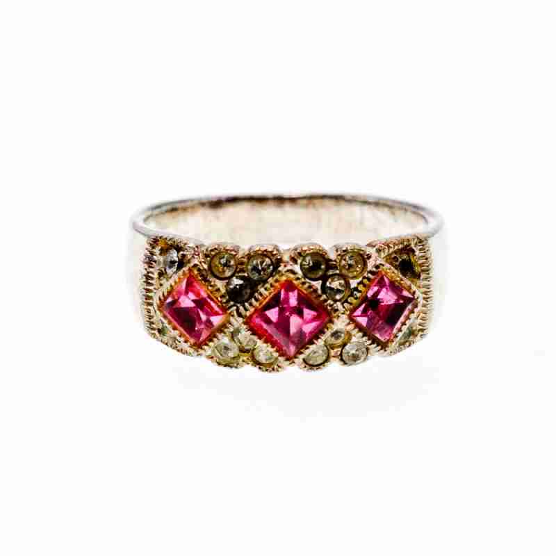 Sky Jewelry Серебряное кольцо 925 пробы с розовыми и белыми Фианитами