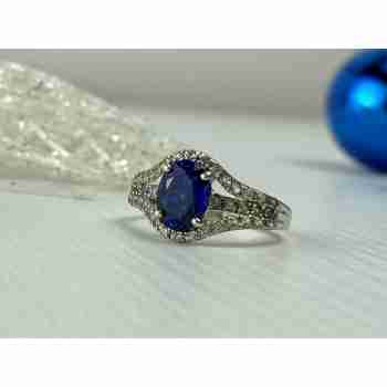 Sky Jewelry Серебряное кольцо 925 проба с камнем Лондон Топаз и Белый Топаз