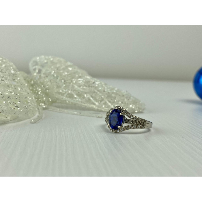 Sky Jewelry Серебряное кольцо 925 проба с камнем Лондон Топаз и Белый Топаз