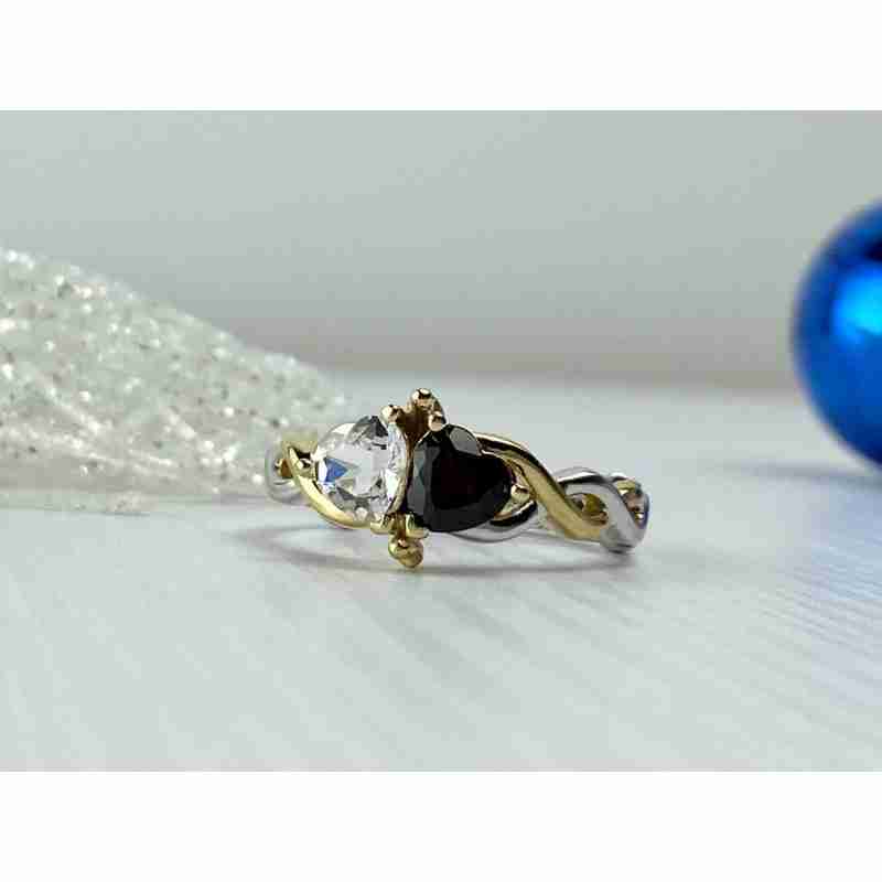 Sky Jewelry Серебряное кольцо 925 проба с камнем Альмандин и Шпинель *Сердца*