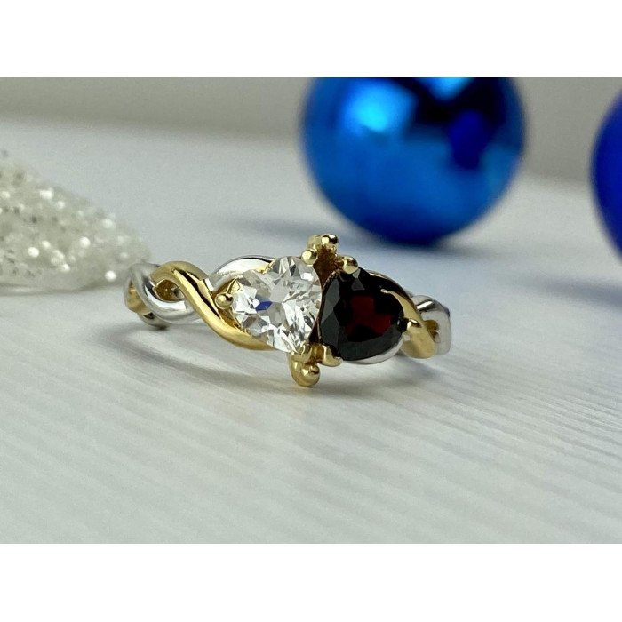 Sky Jewelry Серебряное кольцо 925 проба с камнем Альмандин и Шпинель *Сердца*