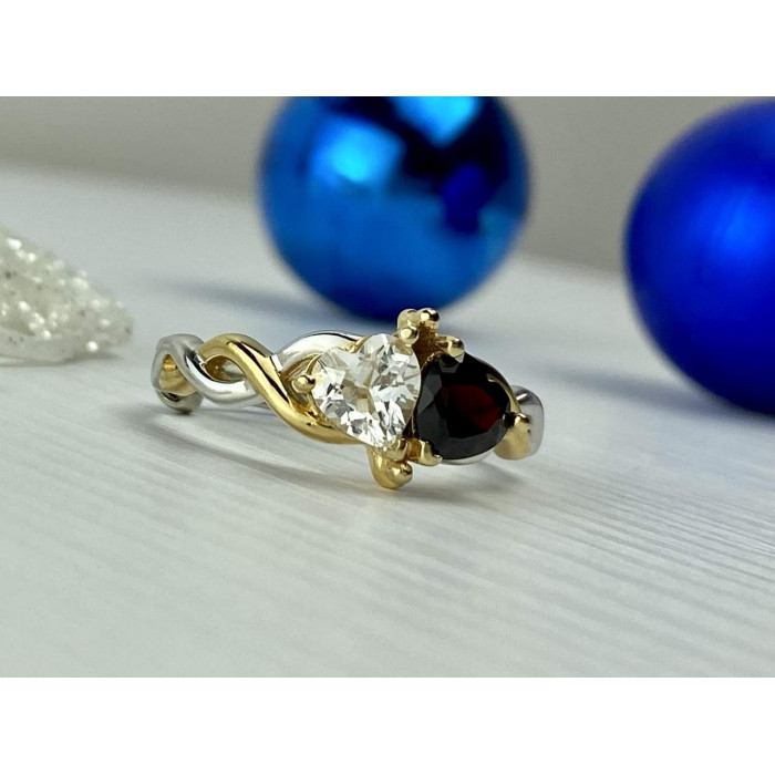 Sky Jewelry Серебряное кольцо 925 проба с камнем Альмандин и Шпинель *Сердца*