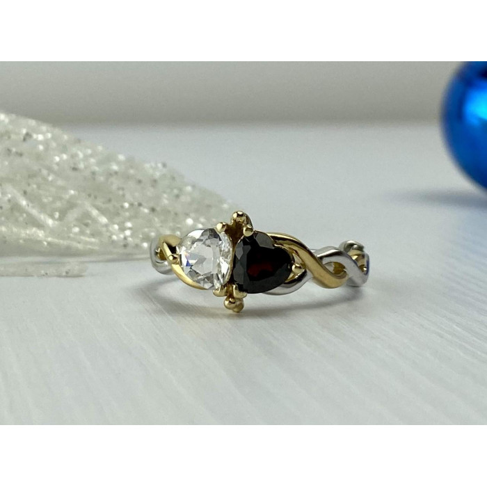 Sky Jewelry Серебряное кольцо 925 проба с камнем Альмандин и Шпинель *Сердца*