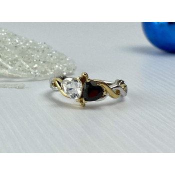 Sky Jewelry Серебряное кольцо 925 проба с камнем Альмандин и Шпинель *Сердца*
