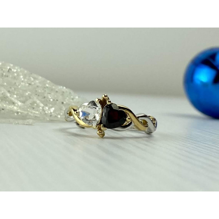 Sky Jewelry Серебряное кольцо 925 проба с камнем Альмандин и Шпинель *Сердца*