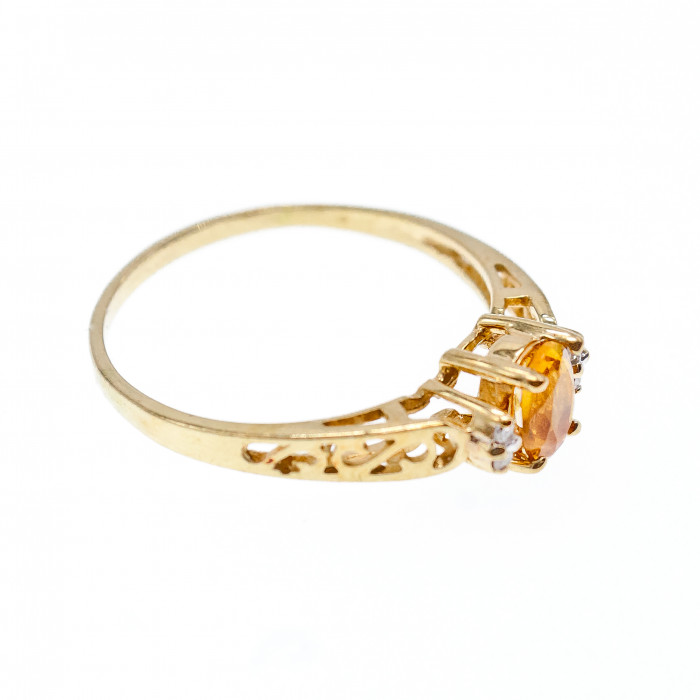 Sky Jewelry Золотое кольцо с Цитрином и Бриллиантами 14К (585 проба)