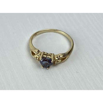 Sky Jewelry Золотое кольцо с Александритом и Бриллиантами 14К (585 проба)