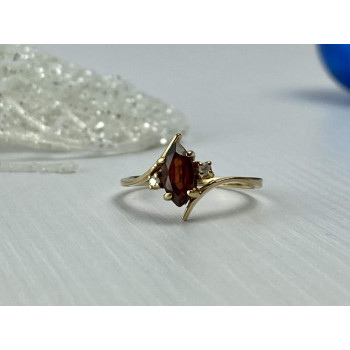 Sky Jewelry Золотое Кольцо 10К (417 проба) с Гранатом и Бриллиантами