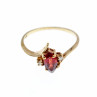Sky Jewelry Золотое Кольцо 10К (417 проба) с Гранатом и Бриллиантами