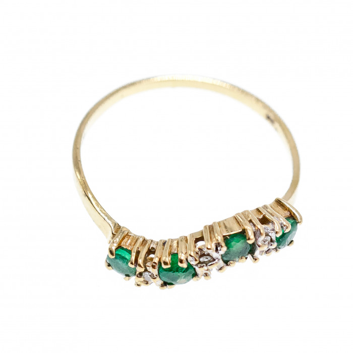 Sky Jewelry Золотое кольцо с Изумрудом и Бриллиантами