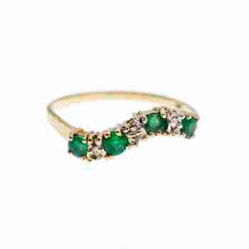 Sky Jewelry Золотое кольцо с Изумрудом и Бриллиантами