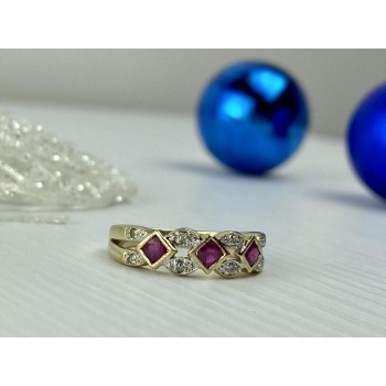 Sky Jewelry Золотое кольцо 10К (417 проба ) с розовым Топазом и Бриллиантами