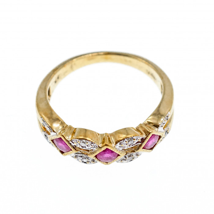 Sky Jewelry Золотое кольцо 10К (417 проба ) с розовым Топазом и Бриллиантами