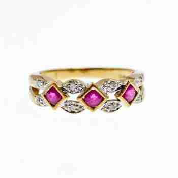Sky Jewelry Золотое кольцо 10К (417 проба ) с розовым Топазом и Бриллиантами