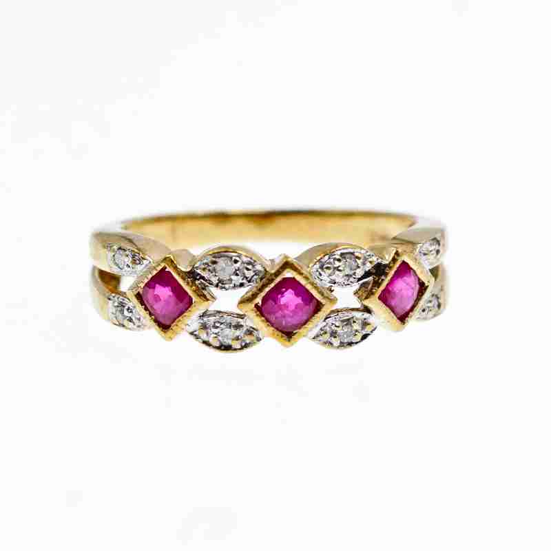 Sky Jewelry Золотое кольцо 10К (417 проба ) с розовым Топазом и Бриллиантами