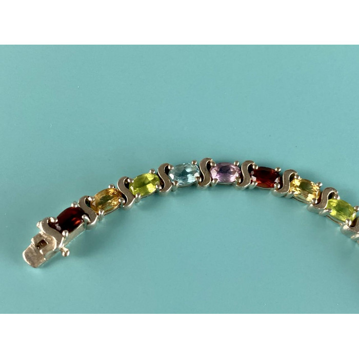 Sky Jewelry Серебряный Браслет 925 пробы с разноцветными камнями