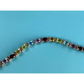 Sky Jewelry Серебряный Браслет 925 пробы с разноцветными камнями