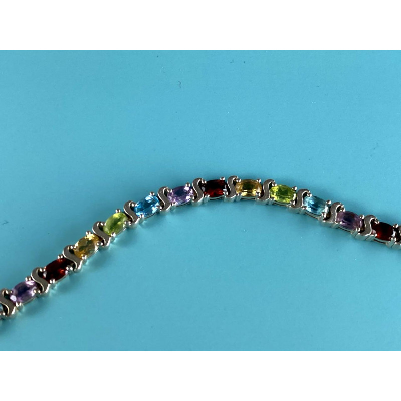 Sky Jewelry Серебряный Браслет 925 пробы с разноцветными камнями