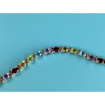 Sky Jewelry Серебряный Браслет 925 пробы с разноцветными камнями