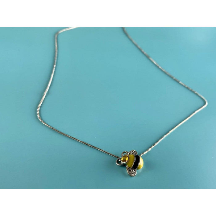 Sky Jewelry Цепочка с кулоном фианит и эмаль *Пчела*