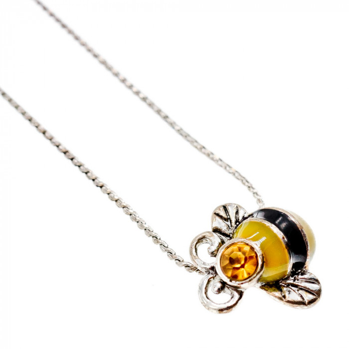 Sky Jewelry Цепочка с кулоном фианит и эмаль *Пчела*