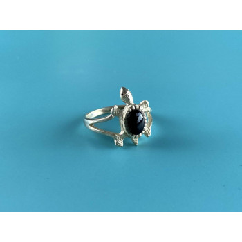 Sky Jewelry Серебряное кольцо с Черным Ониксом 925 проба *Черепаха*
