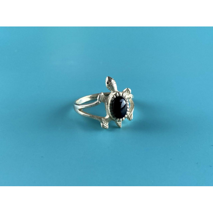 Sky Jewelry Серебряное кольцо с Черным Ониксом 925 проба *Черепаха*