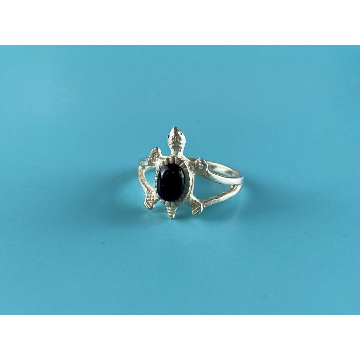 Sky Jewelry Серебряное кольцо с Черным Ониксом 925 проба *Черепаха*