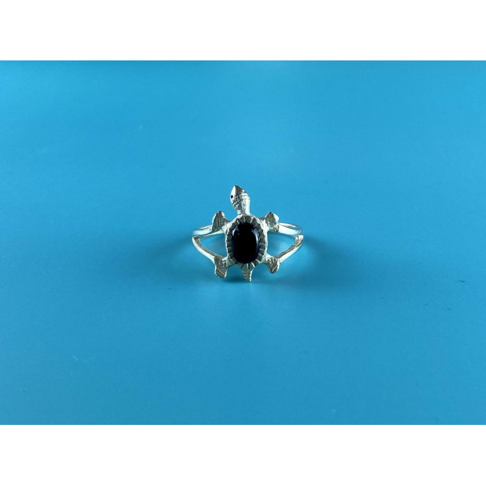 Sky Jewelry Серебряное кольцо с Черным Ониксом 925 проба *Черепаха*