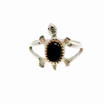 Sky Jewelry Серебряное кольцо с Черным Ониксом 925 проба *Черепаха*